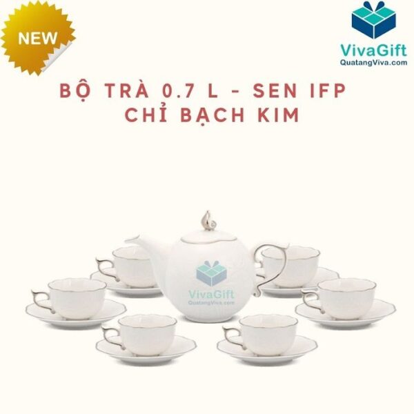 Bộ Ấm Trà Minh Long 0.7 L - Sen IFP - Chỉ Bạch Kim 68701404303 - Hình ảnh 2