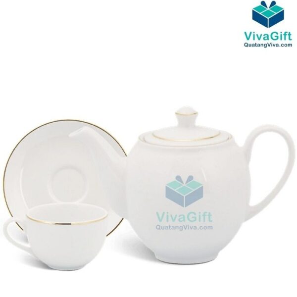 Bộ Ấm Trà Minh Long 0.8 L - Camellia - Chỉ Vàng 01803801403 - Hình ảnh 5
