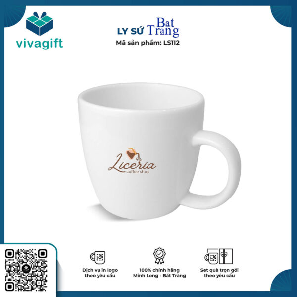 Ly Sứ Trắng Dáng Tròn Lùn LS112 - Hình ảnh 2