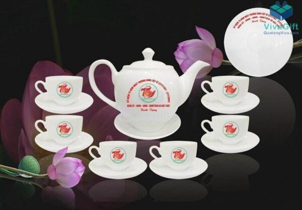 Bộ Ấm Chén Bát Tràng In Logo Quà Tặng A016 900ml 1