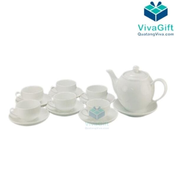 Bộ Ấm Chén Bát Tràng In Logo Quà Tặng A017 500ml