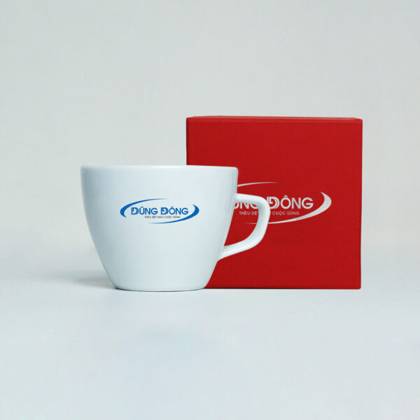 Ly Sứ Café Trắng Dáng Đức Cappuccino In Logo Theo Yêu Cầu LS117 - Quà Tặng Viva