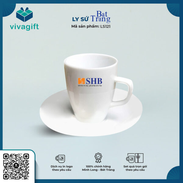 Bộ Ly Sứ Trắng Latte Dáng Đức LS121 - Hình ảnh 2