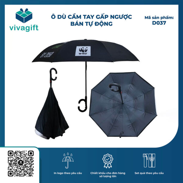 Ô Dù Cầm Tay Gấp Ngược Bán Tự Động R=59cm D037 - Hình ảnh 8