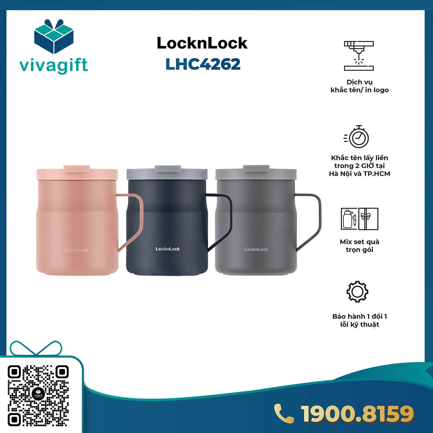 Ca Giữ Nhiệt Lock&Lock 370ml Metro Mug LHC4262 1