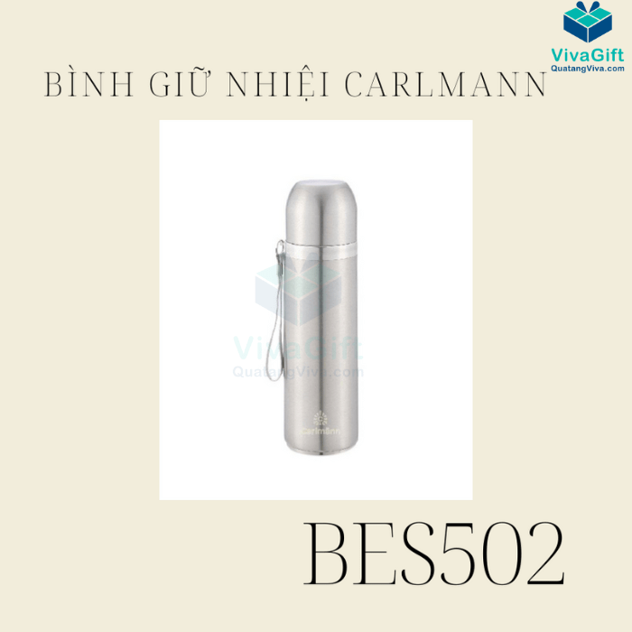 Bình Giữ Nhiệt Carlmann 500ml Màu Inox BES502 Khắc Logo