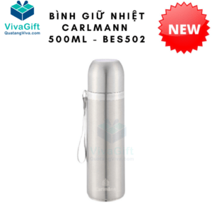 Bình Giữ Nhiệt Carlmann 500ml Màu Inox BES502 Khắc Logo