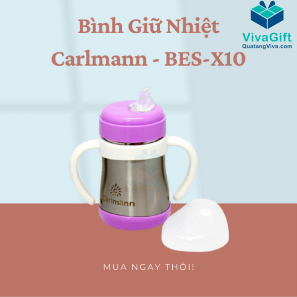 Bình Giữ Nhiệt Carlmann 220ml Cho Bé BES-X10 Khắc Logo