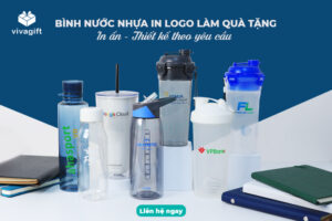 Bình nước nhựa in logo _ Quatangviva.com