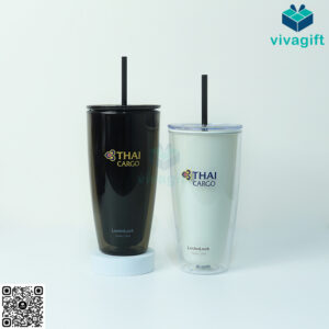 Ly nhựa 2 Lớp Kèm Ống Hút 750ml HAP507 4