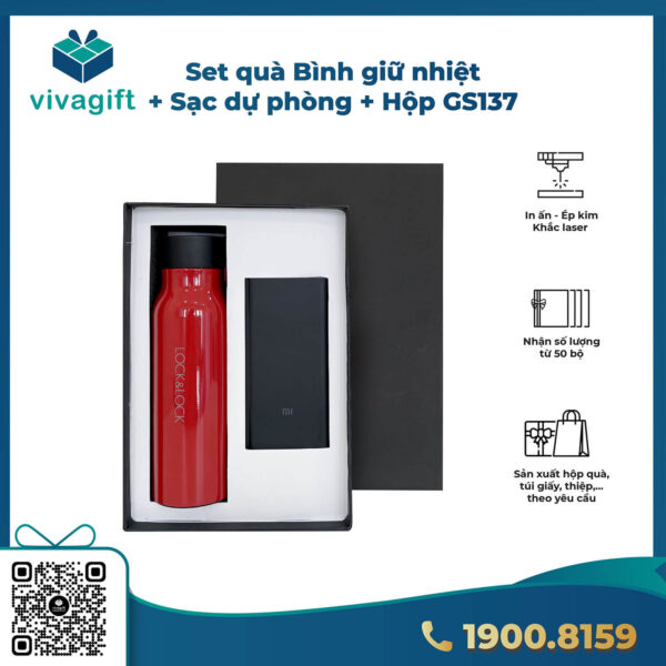 Set Quà Tặng Bình Giữ Nhiệt + Sạc Dự Phòng GS137 1