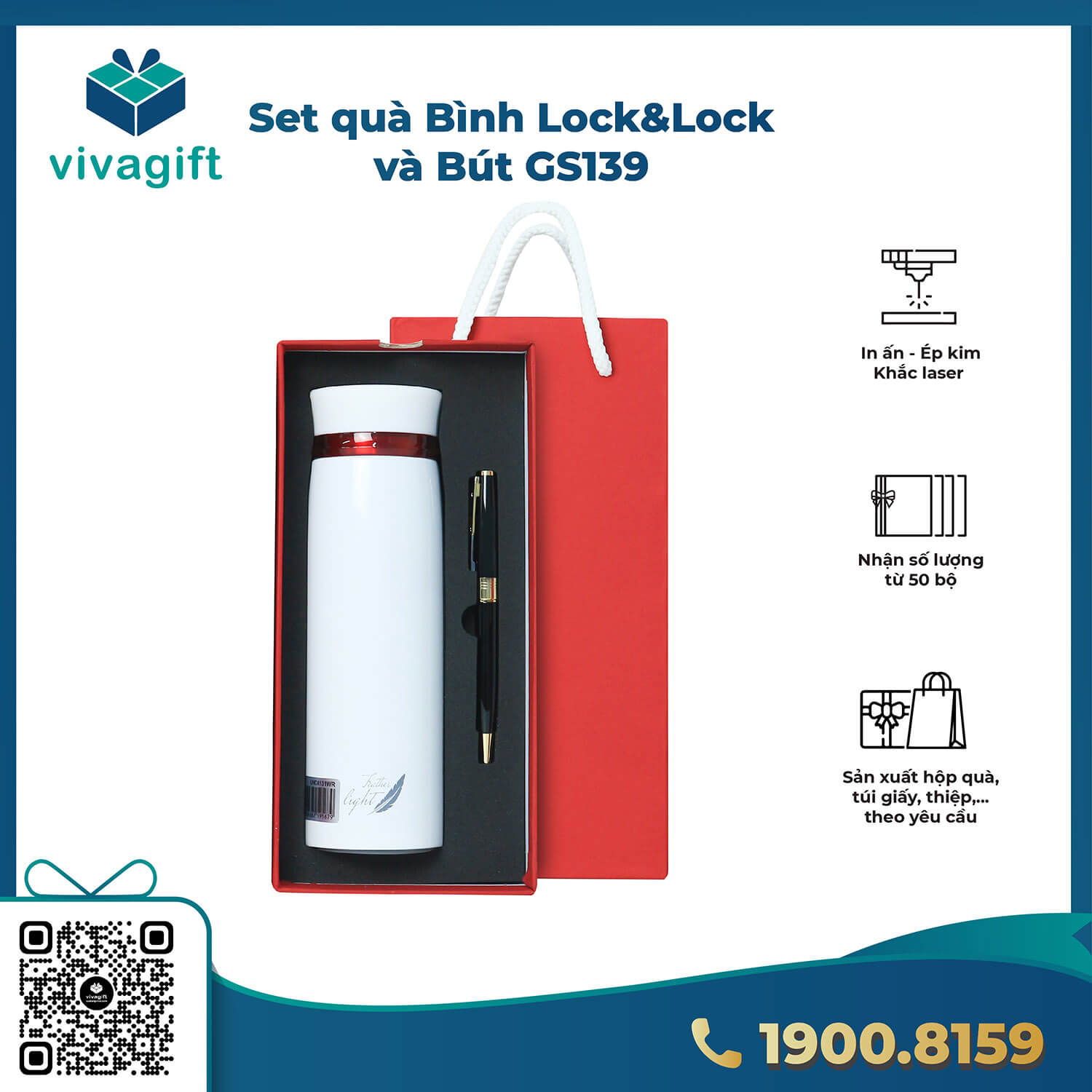 Set Quà Tặng Bút + Bình Giữ Nhiệt LocknLock GS139 3