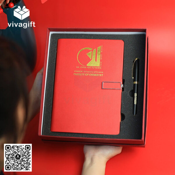Set Quà Tặng Sổ Tay Bìa Còng + Bút GS101 5