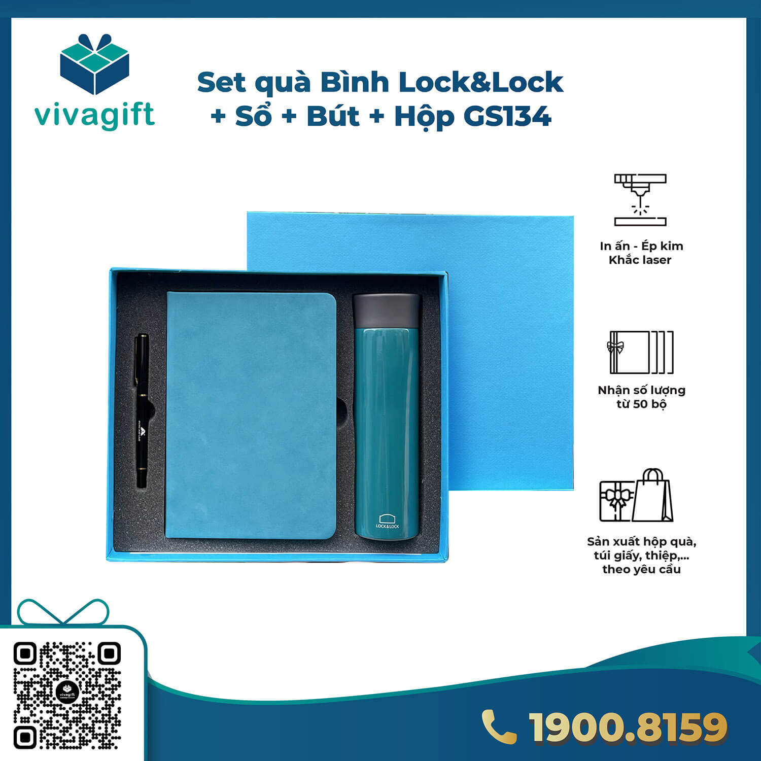 Set Quà Tặng Sổ Tay + Bình LocknLock + Bút GS134 1