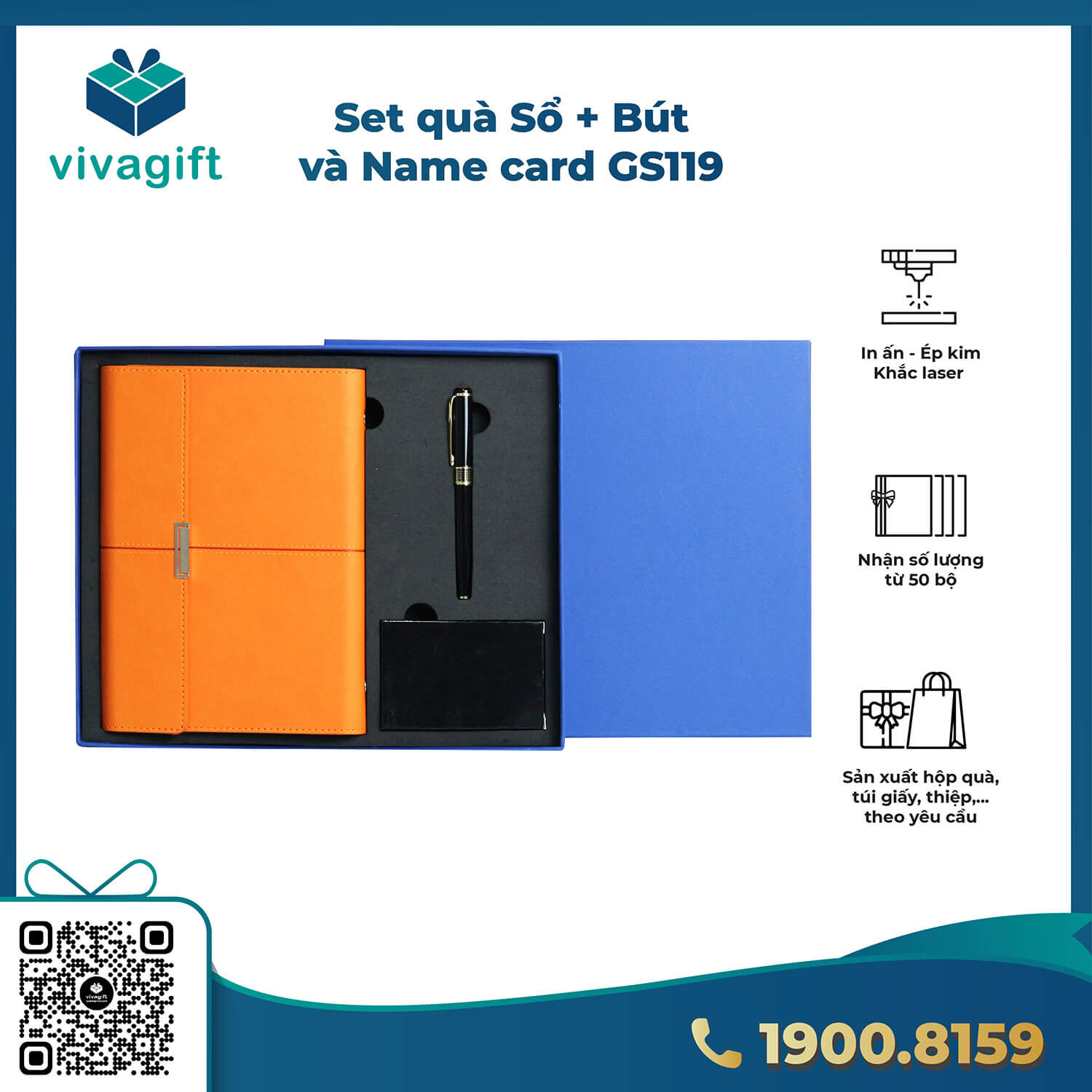 Set Quà Tặng Sổ Tay + Bút + Hộp Đựng NameCard GS119 1