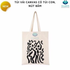 Túi Vải Canvas Có Túi Con, Nút Bấm TVC09