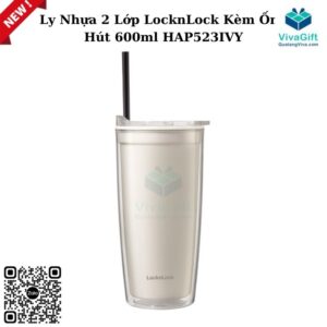 Ly Nhựa 2 Lớp LocknLock Kèm Ống Hút Double Wall Cold Cup 600ml HAP523IVY 4