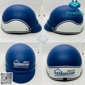 Nón Bảo Hiểm 1/2 Đầu BH010-3 Lưỡi Rời Màu Xanh In Logo