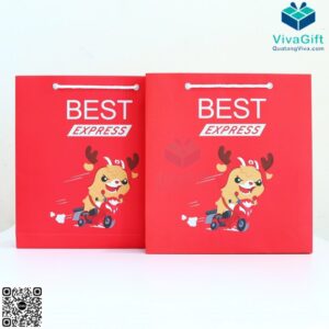 Túi Giấy Couche Quai Xách Bằng Vải Đựng Set Quà Tặng TG05-6 2