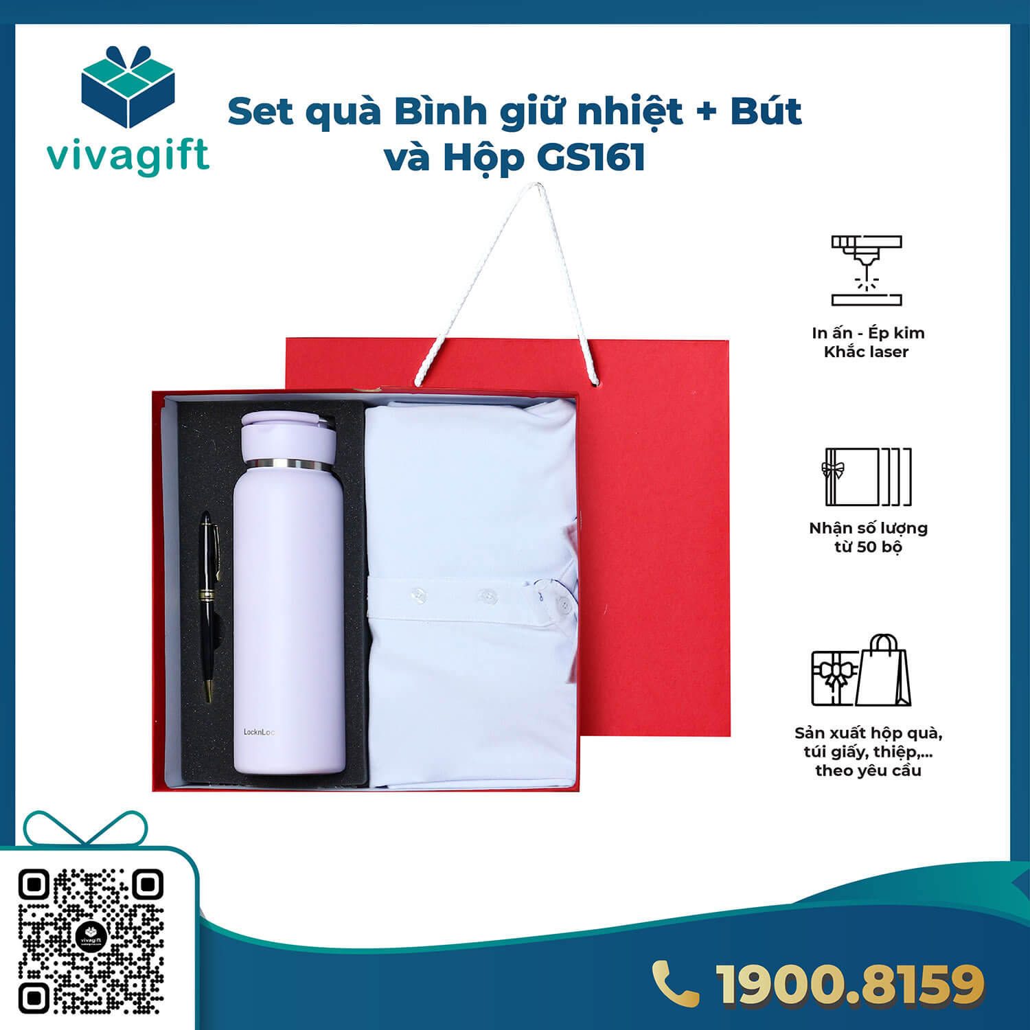 Set Quà Tặng Bình Giữ Nhiệt + Bút Và Áo Đồng Phục GS161 1