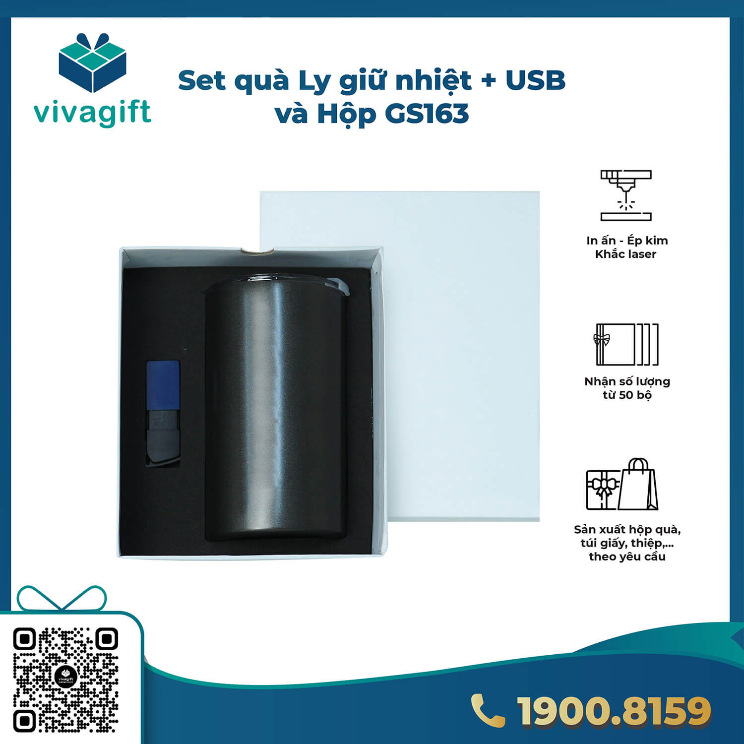 Set Quà Tặng USB+ Ly Giữ Nhiệt GS163 1