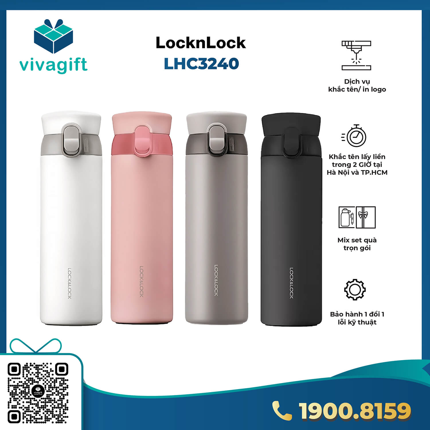 Bình Giữ Nhiệt Lock&Lock 450ml LHC3240 Wannabe One Touch 1