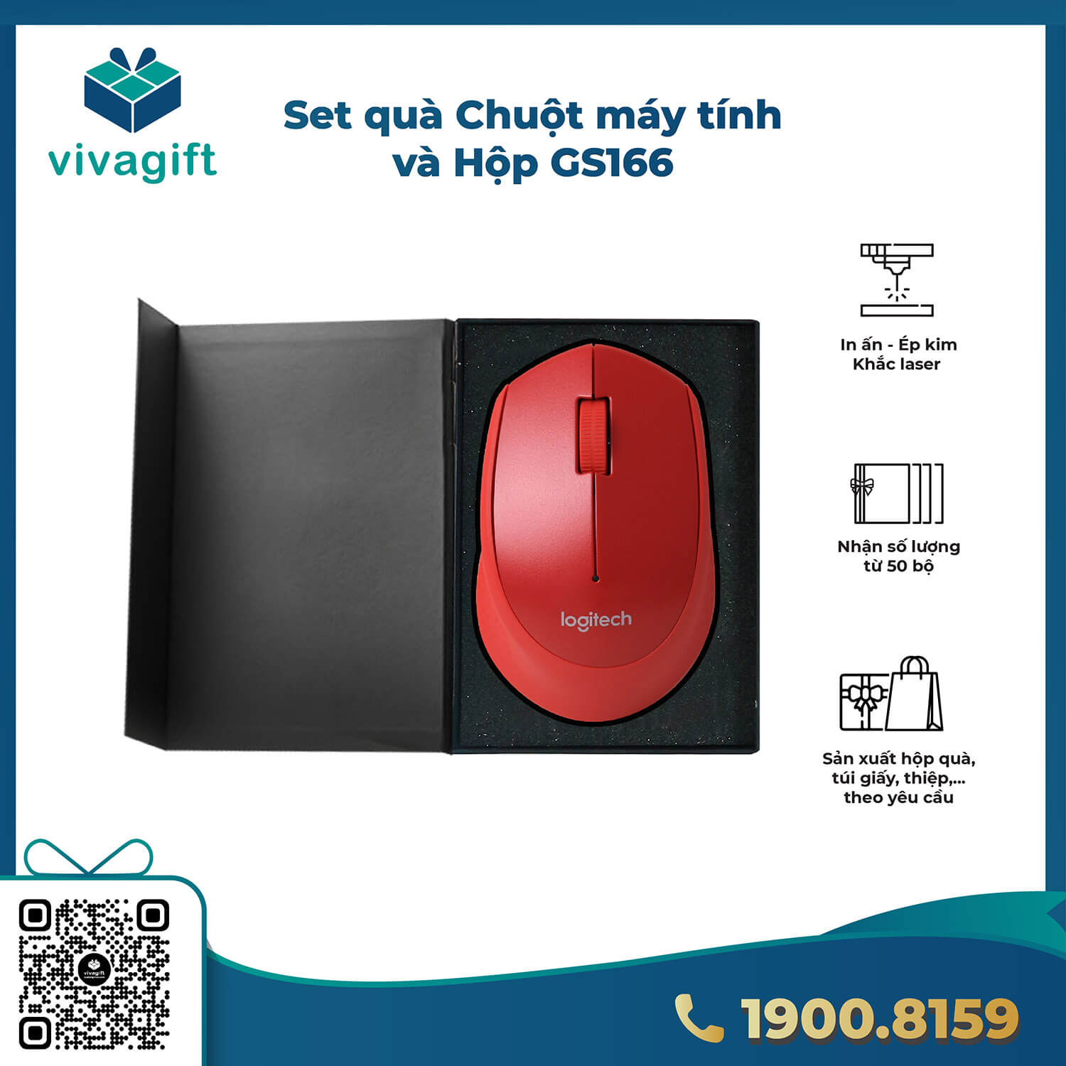 Giftset Chuột Máy Tính và Hộp Nắp Gập GS166 1