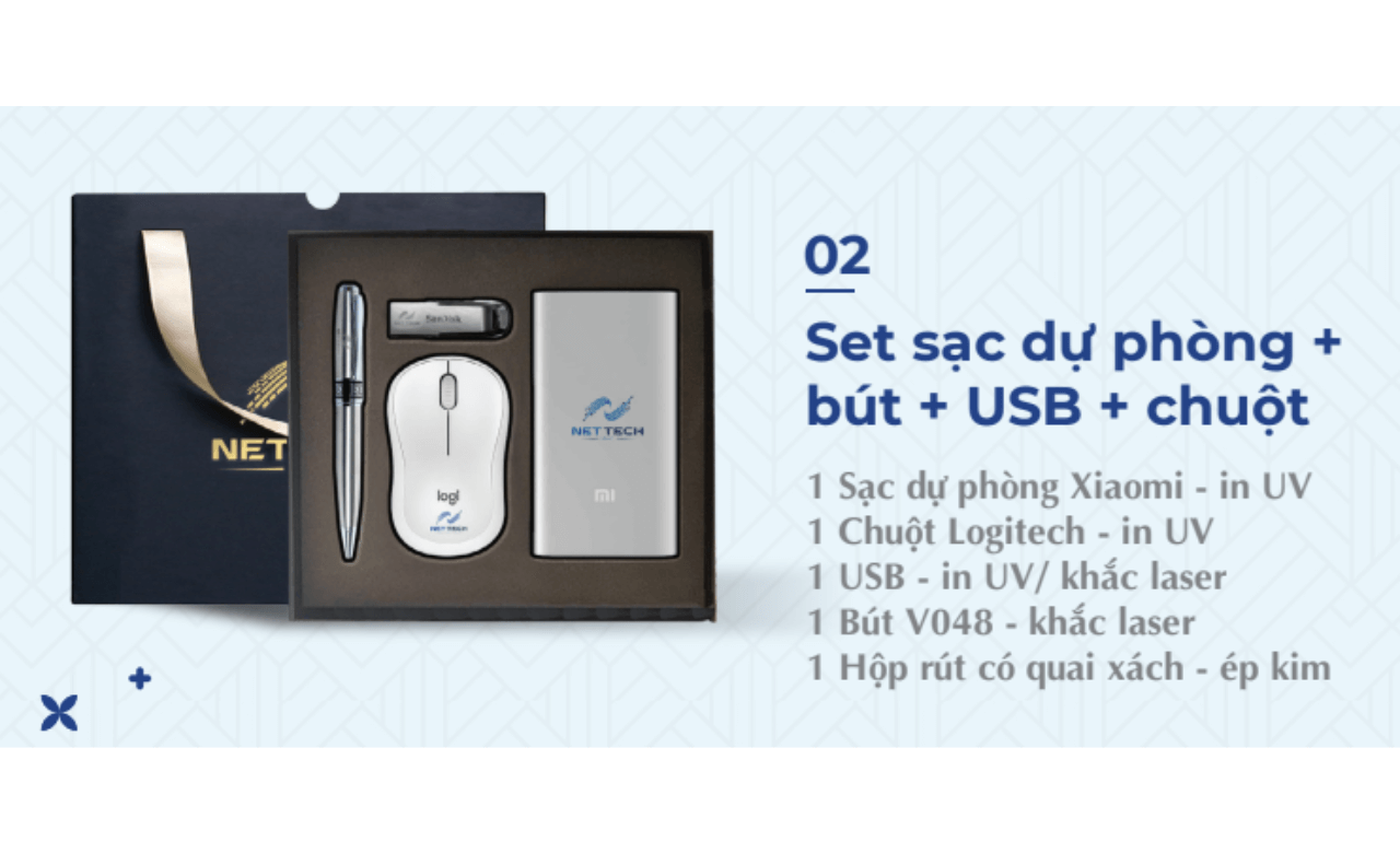 Set Sạc Dự Phòng + Bút + USB + Chuột