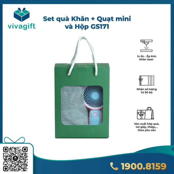 Set Quà Tặng Quạt Mini Cầm Tay Và Khăn GS171 1