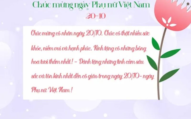 Tham khảo mẫu thiệp 20/10 cho cô giáo chân thành, ý nghĩa