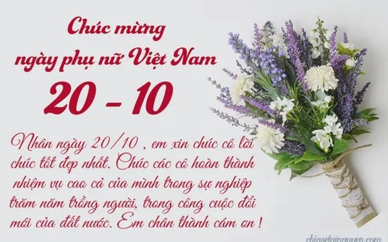 Tham khảo mẫu thiệp 20/10 cho cô giáo chân thành, ý nghĩa