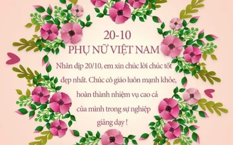 Tham khảo mẫu thiệp 20/10 cho cô giáo chân thành, ý nghĩa