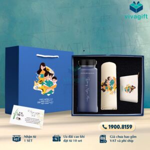 Set Quà Tặng 20/11 Bình Giữ Nhiệt, Túi Tote, Túi Nhỏ SQT211 - Quatangviva.com
