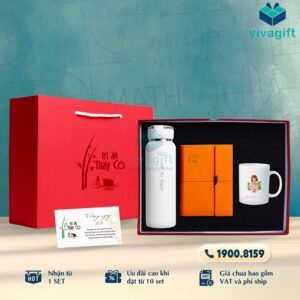 Set Quà Tặng 20/11 Bình Giữ Nhiệt, Sổ Tay, Ly Sứ SQT212 - Quatangviva.com