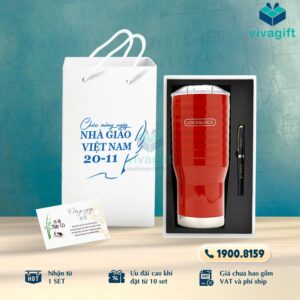 Set Quà Tặng 20/11 Ly Giữ Nhiệt, Bút Ký, Hộp Đựng SQT220 - Quatangviva.com