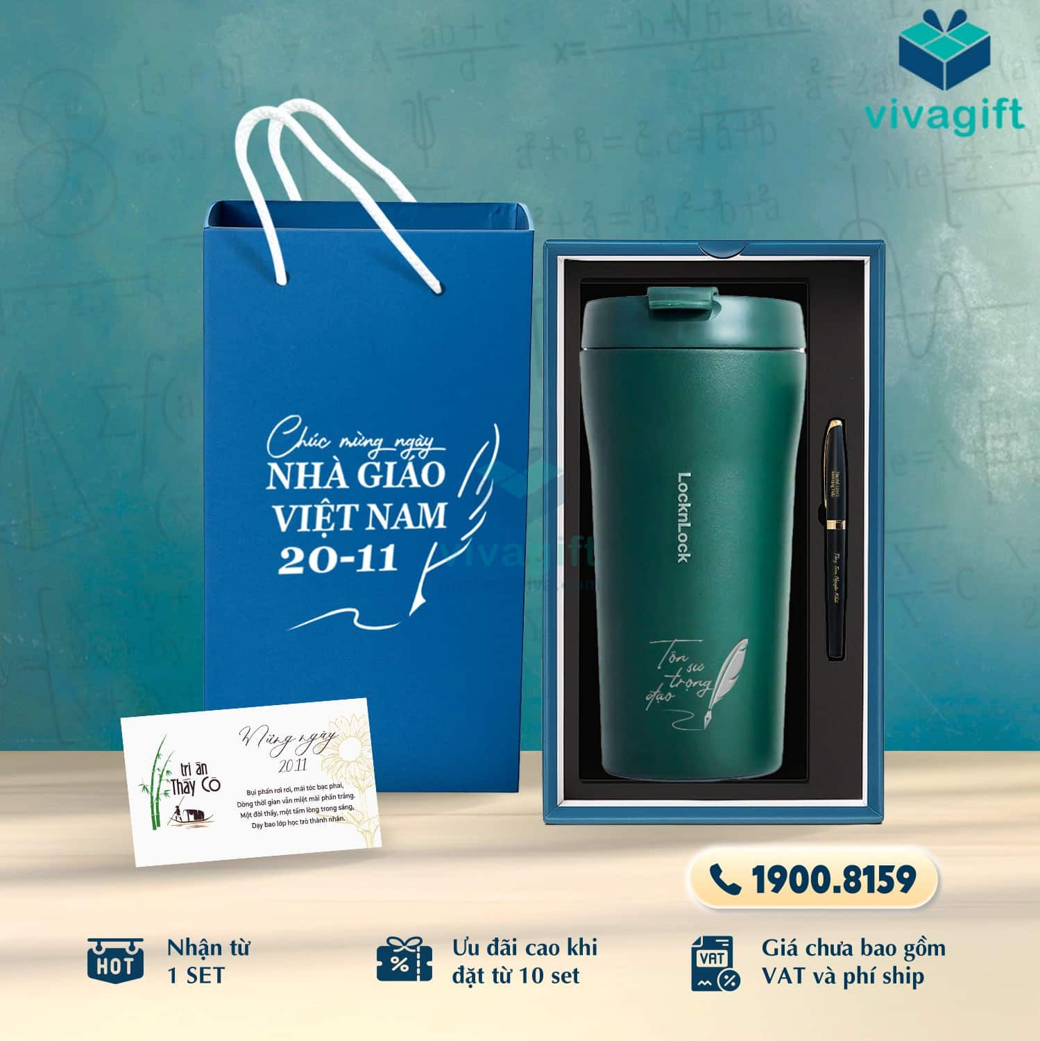 Set Quà Tặng 20/11 Ly Giữ Nhiệt, Bút Kim Loại, Hộp Đựng SQT221 1 Set Quà Tặng 20/11 Ly Giữ Nhiệt, Bút Kim Loại, Hộp Đựng SQT221