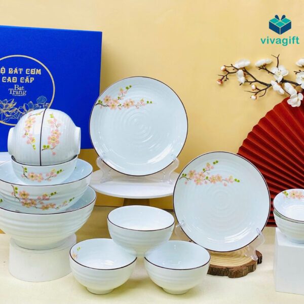Bộ Bàn Ăn Bát Tràng Sứ Cao Cấp BAB-101 - Quatangviva.com