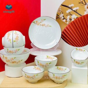 Bộ Bàn Ăn Bát Tràng Sứ Cao Cấp BAB-101 - Quatangviva.com