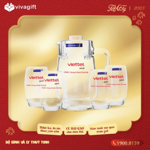 Set Quà Tết Bộ Bình, Ly Thủy Tinh Cao Cấp GS190 - Quatangviva.com