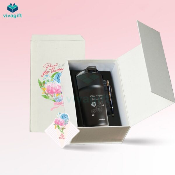 Set Quà Tặng 8/3 Ly Giữ Nhiệt Lock&Lock LHC4357, Bút, Hộp Đựng, Thiệp SQT2021 - Quà Tặng Viva