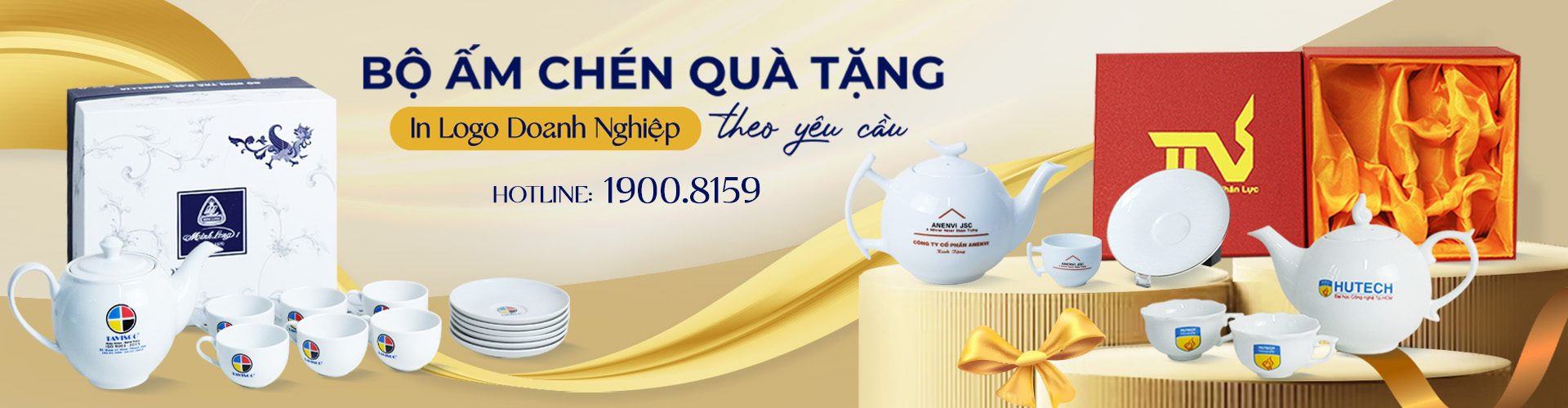 Bộ ấm chén quà tặng - In logo doanh nghiệp theo yêu cầu 