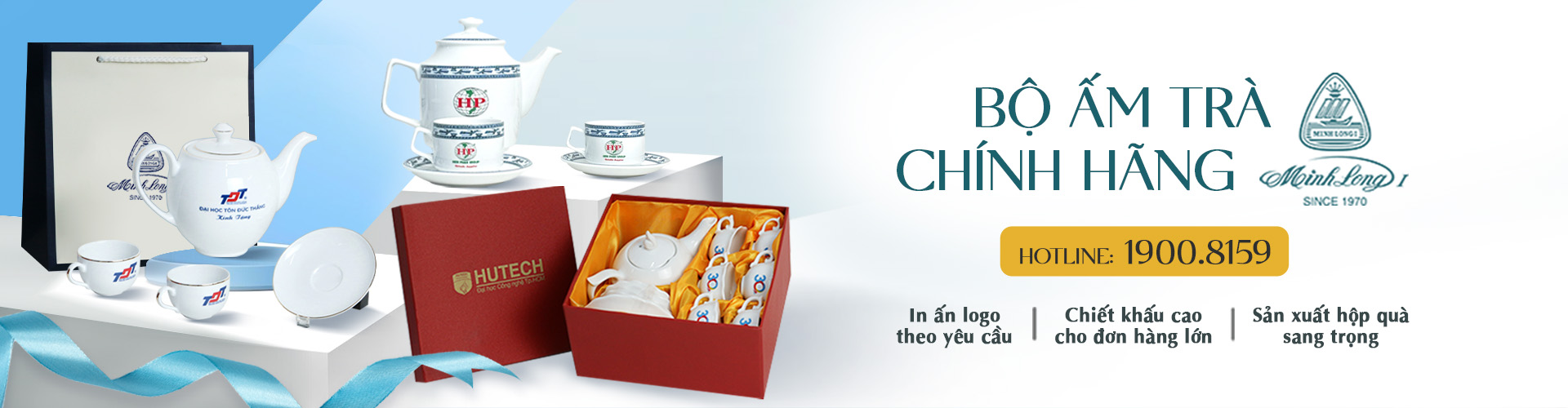 Bộ ấm chén Minh Long quà tặng - In logo doanh nghiệp chất lượng hàng đầu Việt Nam