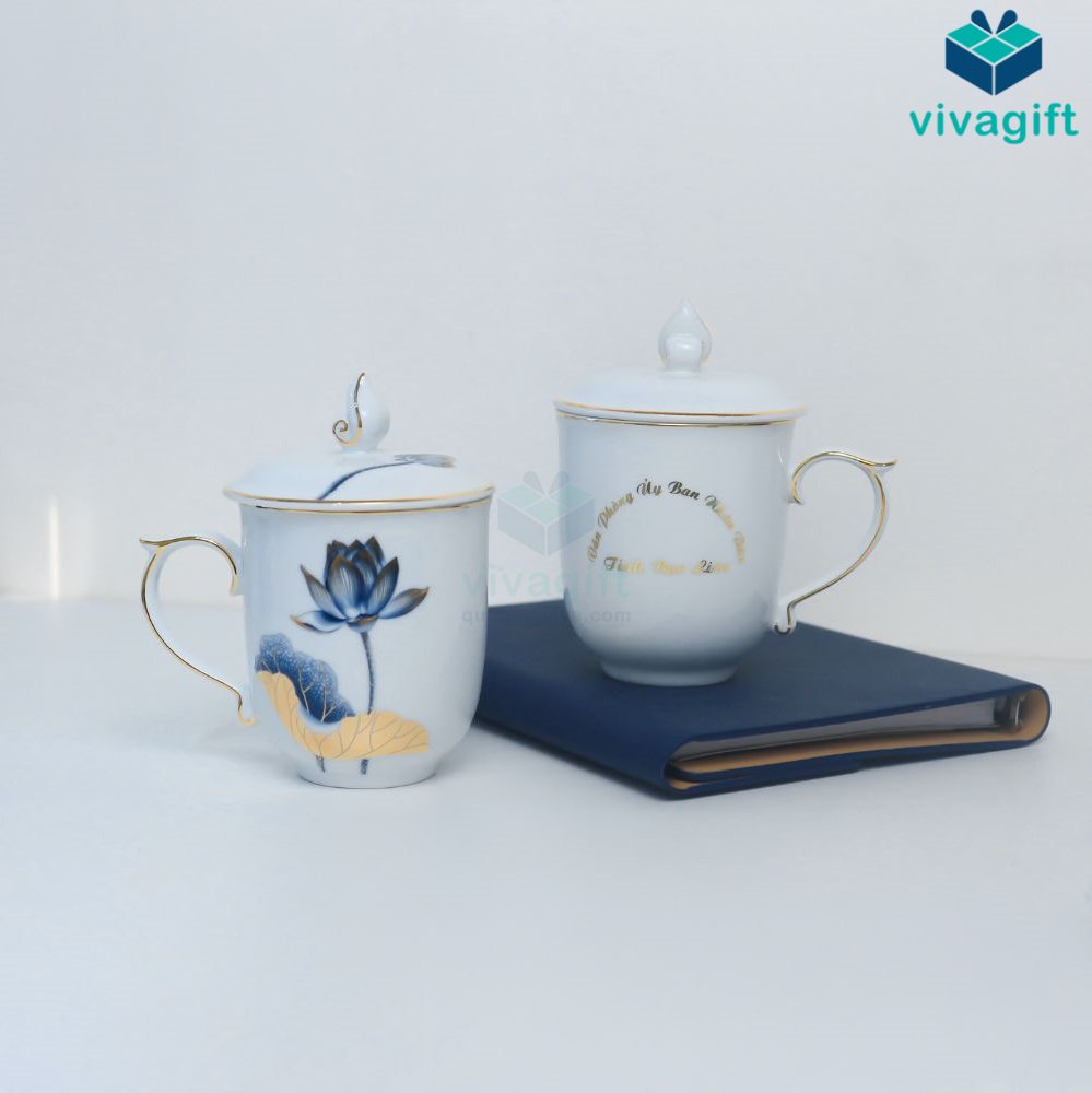 Ly sứ quà tặng, in logo công ty theo yêu cầu - Quatangviva.com