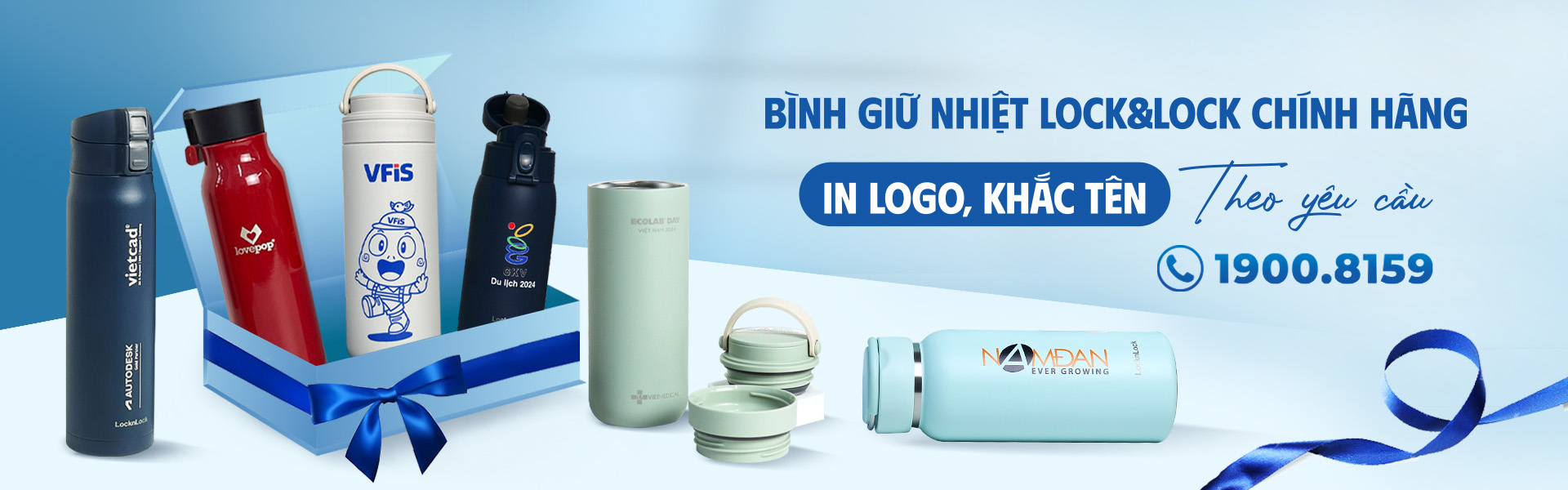Bình giữ nhiệt Lock&Lock in logo, khắc tên - Quatangviva.com