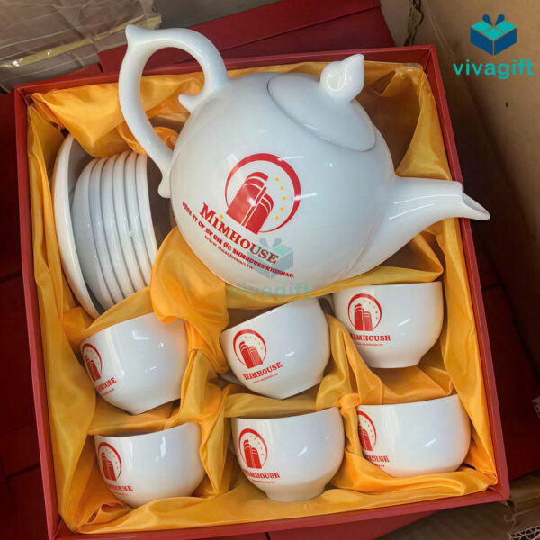 Bộ ấm chén Bát Tràng Trắng A025 - Hình ảnh 3