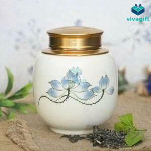 Lọ đựng trà Bát Tràng dáng bí béo LT103