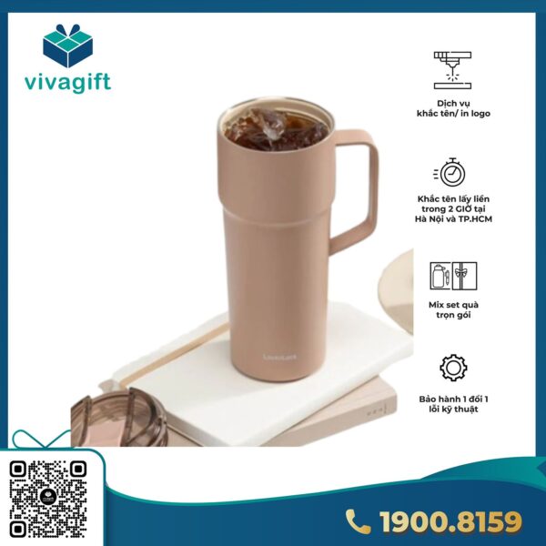 Bình giữ nhiệt LocknLock Metro Cafe HandleTumbler dung tích 750ml bằng thép không gỉ phủ sứ LHC4418 - Hình ảnh 4