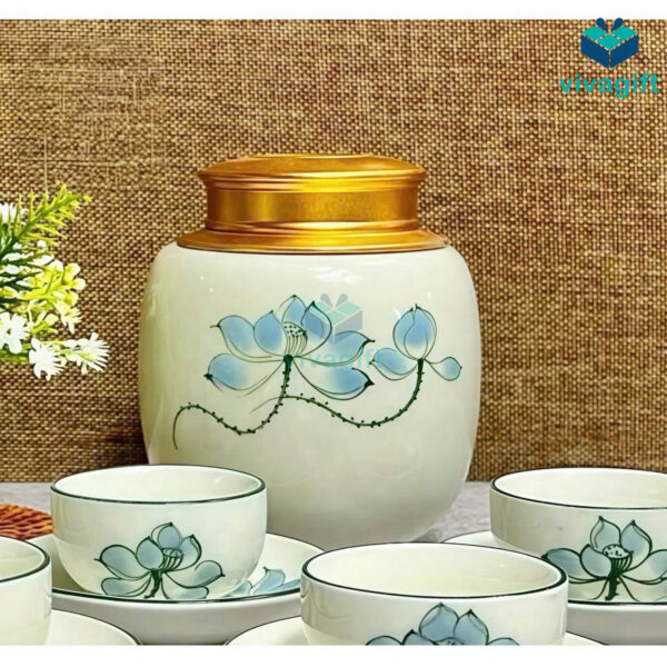 Lọ đựng trà Bát Tràng dáng bí béo LT103 - Hình ảnh 3