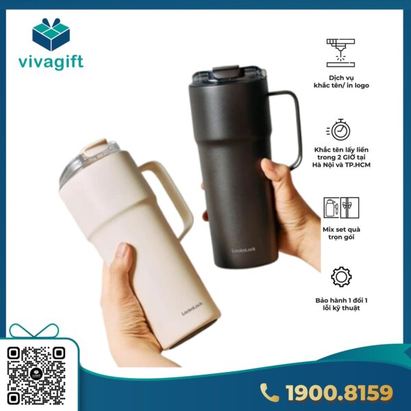 Bình giữ nhiệt LocknLock Metro Cafe HandleTumbler dung tích 750ml bằng thép không gỉ phủ sứ LHC4418 - Hình ảnh 3