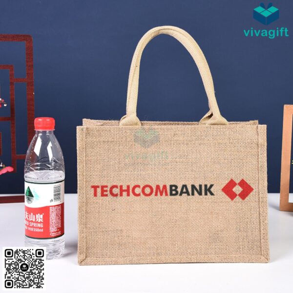 Túi vải đay hình hộp chữ nhật ngang, có quai xách TVD103 - Hình ảnh 4